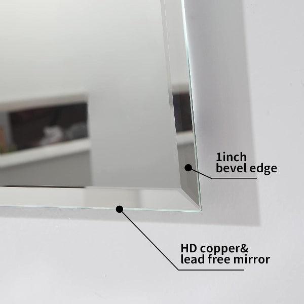 Beveled Mirror, Bathroom Mirrors for Wall, Frameless Rectangle Bathroom Mirror with Beveled Edge, Hangs Horizontally or Vertically, Upgraded Packing - MIRRORONS