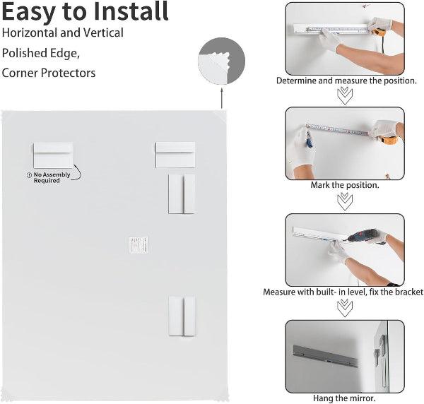 Beveled Mirror, Bathroom Mirrors for Wall, Frameless Rectangle Bathroom Mirror with Beveled Edge, Hangs Horizontally or Vertically, Upgraded Packing - MIRRORONS