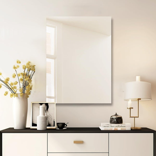 Bathroom Vanity Mirror Frameless Mirror with Polished Edge, Hangs Horizontally or Vertically, Shatterproof Bathroom Mirror for Wall. - MIRRORONS