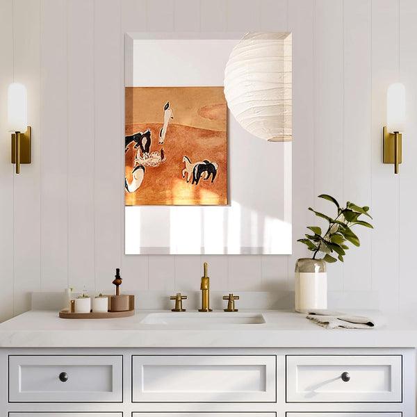 Beveled Mirror, Bathroom Mirrors for Wall, Frameless Rectangle Bathroom Mirror with Beveled Edge, Hangs Horizontally or Vertically, Upgraded Packing - MIRRORONS
