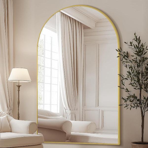 MELOMOIR Arched Full Length Mirror, Oversized Floor Mirror Freestanding, Large Full Body Mirror for Bedroom Living Room, Gold Mirror Full Length with Tempered Glass, Wall Mirror Full Length - MIRRORONS