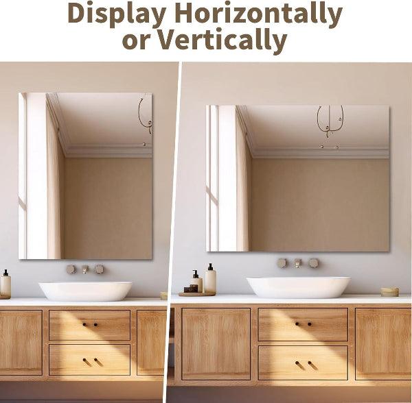 Bathroom Vanity Mirror Frameless Mirror with Polished Edge, Hangs Horizontally or Vertically, Shatterproof Bathroom Mirror for Wall. - MIRRORONS