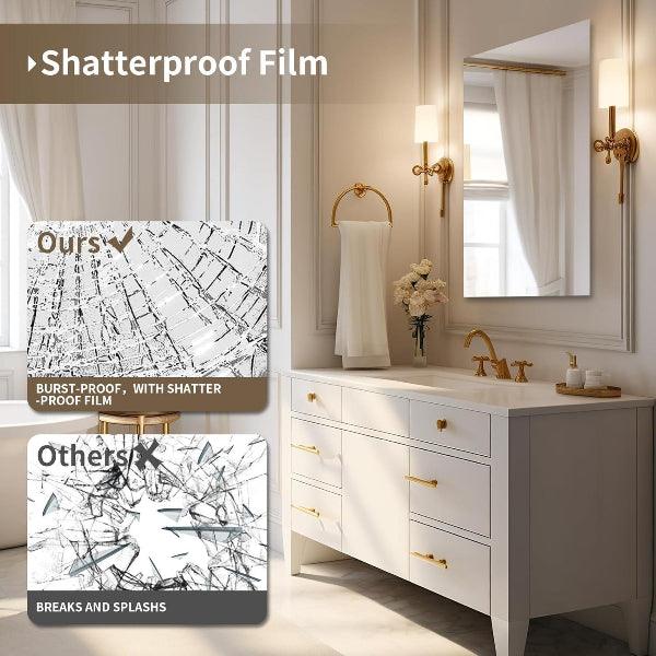 Bathroom Vanity Mirror Frameless Mirror with Polished Edge, Hangs Horizontally or Vertically, Shatterproof Bathroom Mirror for Wall. - MIRRORONS