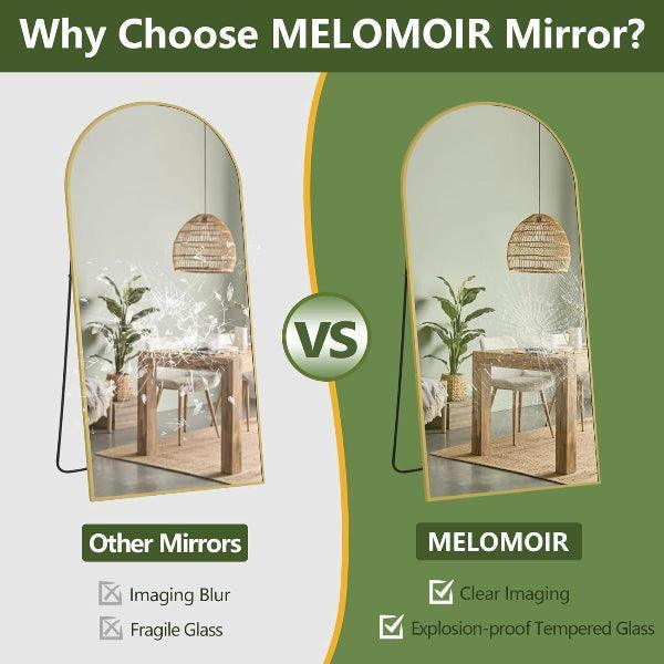 MELOMOIR Large Arched Mirror - Full Length, Extra Large Floor Mirror for Bedroom, Living Room, Gym - Hanging or Leaning - Gold Frame - MIRRORONS