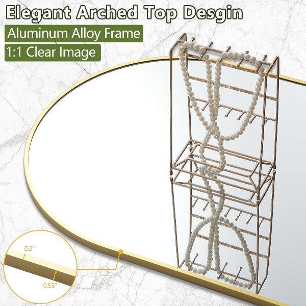MELOMOIR Large Arched Mirror - Full Length, Extra Large Floor Mirror for Bedroom, Living Room, Gym - Hanging or Leaning - Gold Frame - MIRRORONS