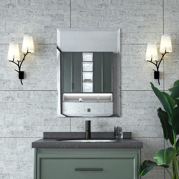 Beveled Mirror, Bathroom Mirrors for Wall, Frameless Rectangle Bathroom Mirror with Beveled Edge, Hangs Horizontally or Vertically, Upgraded Packing - MIRRORONS