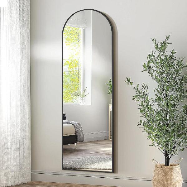 MELOMOIR Arched Full Length Mirror, Black Floor Mirror for Bedroom, Living Room, Gym, Dorm - MIRRORONS