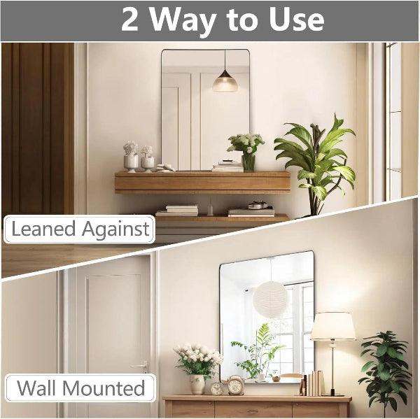 Black Bathroom Mirror, Black Wall Mirror, Matte Black Bathroom Vanity Mirror with Rounded Corner, Shatterproof (Horizontal/Vertical) - MIRRORONS