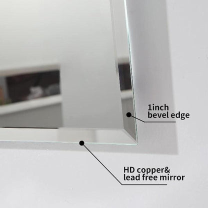 Beveled Mirror, Bathroom Mirrors for Wall, Frameless Rectangle Bathroom Mirror with Beveled Edge, Hangs Horizontally or Vertically, Upgraded Packing - MIRRORONS