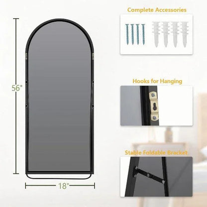 MELOMOIR Arched Full Length Mirror, Black Floor Mirror for Bedroom, Living Room, Gym, Dorm - MIRRORONS