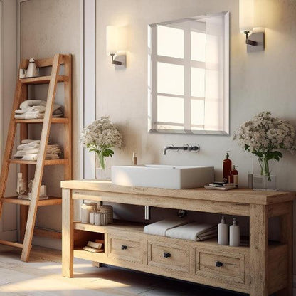 Beveled Mirror, Bathroom Mirrors for Wall, Frameless Rectangle Bathroom Mirror with Beveled Edge, Hangs Horizontally or Vertically, Upgraded Packing - MIRRORONS