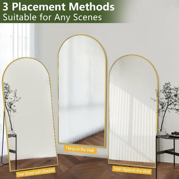 MELOMOIR Large Arched Mirror - Full Length, Extra Large Floor Mirror for Bedroom, Living Room, Gym - Hanging or Leaning - Gold Frame - MIRRORONS