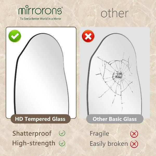 Irregular Wall Mirror, Black Asymmetrical Bathroom Mirror, Oval Aesthetic Mirror, Full Length Mirror, Shatterproof Black Bathroom Mirrors - MIRRORONS