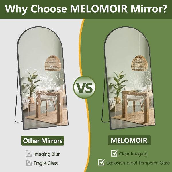MELOMOIR Arched Full Length Mirror, Black Floor Mirror for Bedroom, Living Room, Gym, Dorm - MIRRORONS