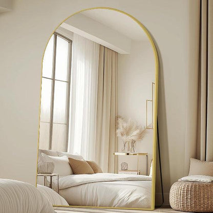 MELOMOIR Arched Full Length Mirror, Oversized Floor Mirror Freestanding, Large Full Body Mirror for Bedroom Living Room, Gold Mirror Full Length with Tempered Glass, Wall Mirror Full Length - MIRRORONS