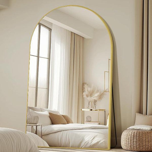MELOMOIR Arched Full Length Mirror, Oversized Floor Mirror Freestanding, Large Full Body Mirror for Bedroom Living Room, Gold Mirror Full Length with Tempered Glass, Wall Mirror Full Length - MIRRORONS
