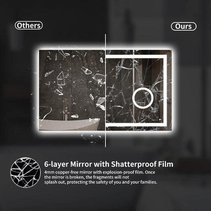 LED Mirror, Vanity Mirror, Wall Mounted Bathroom Mirror with 3X Magnifying Makeup Mirror, 3 Colors Adjustable Dimmable, Shatter-Proof, Anti-Fog - MIRRORONS