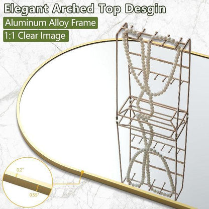 MELOMOIR Large Arched Mirror - Full Length, Extra Large Floor Mirror for Bedroom, Living Room, Gym - Hanging or Leaning - Gold Frame - MIRRORONS