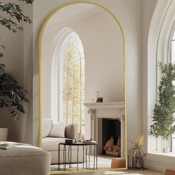 MELOMOIR Arched Full Length Mirror, Oversized Floor Mirror Freestanding, Large Full Body Mirror for Bedroom Living Room, Gold Mirror Full Length with Tempered Glass, Wall Mirror Full Length - MIRRORONS