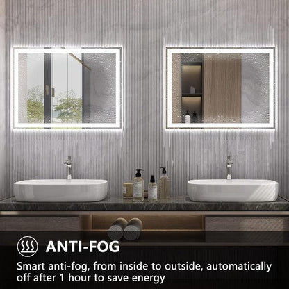 LED Bathroom Mirror, Lighted Mirror, Bathroom Vanity Mirror Dimmable Lights, Auto-Off Defogging, IP44 Waterproof Temperature Adjustable - MIRRORONS