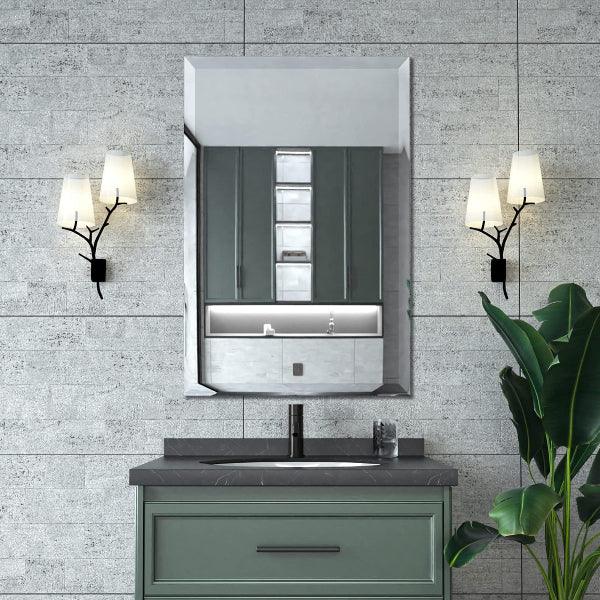 Beveled Mirror, Bathroom Mirrors for Wall, Frameless Rectangle Bathroom Mirror with Beveled Edge, Hangs Horizontally or Vertically, Upgraded Packing - MIRRORONS