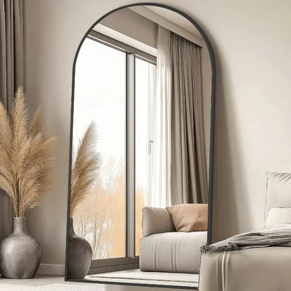 MELOMOIR Arched Full Length Mirror, Black Floor Mirror for Bedroom, Living Room, Gym, Dorm - MIRRORONS