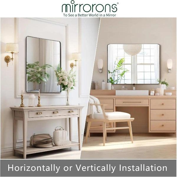 Black Bathroom Mirror, Black Wall Mirror, Matte Black Bathroom Vanity Mirror with Rounded Corner, Shatterproof (Horizontal/Vertical) - MIRRORONS