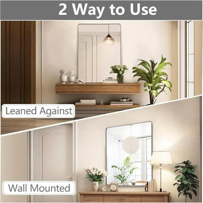 Black Bathroom Mirror, Black Wall Mirror, Matte Black Bathroom Vanity Mirror with Rounded Corner, Shatterproof (Horizontal/Vertical) - MIRRORONS