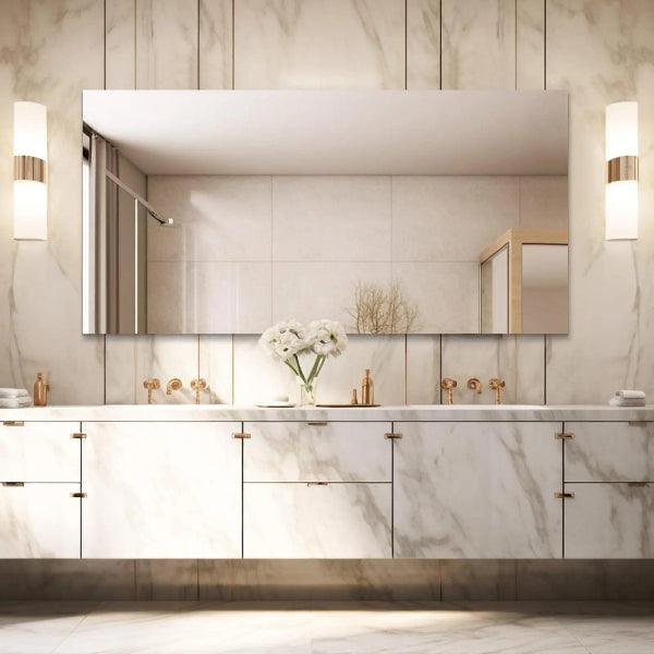 Frameless Mirror, Wall Mirror, Modern Rectangle Bathroom Mirrors for Wall with Polished Edge, Horizontally or Vertically,Shatterproof Mirror - MIRRORONS